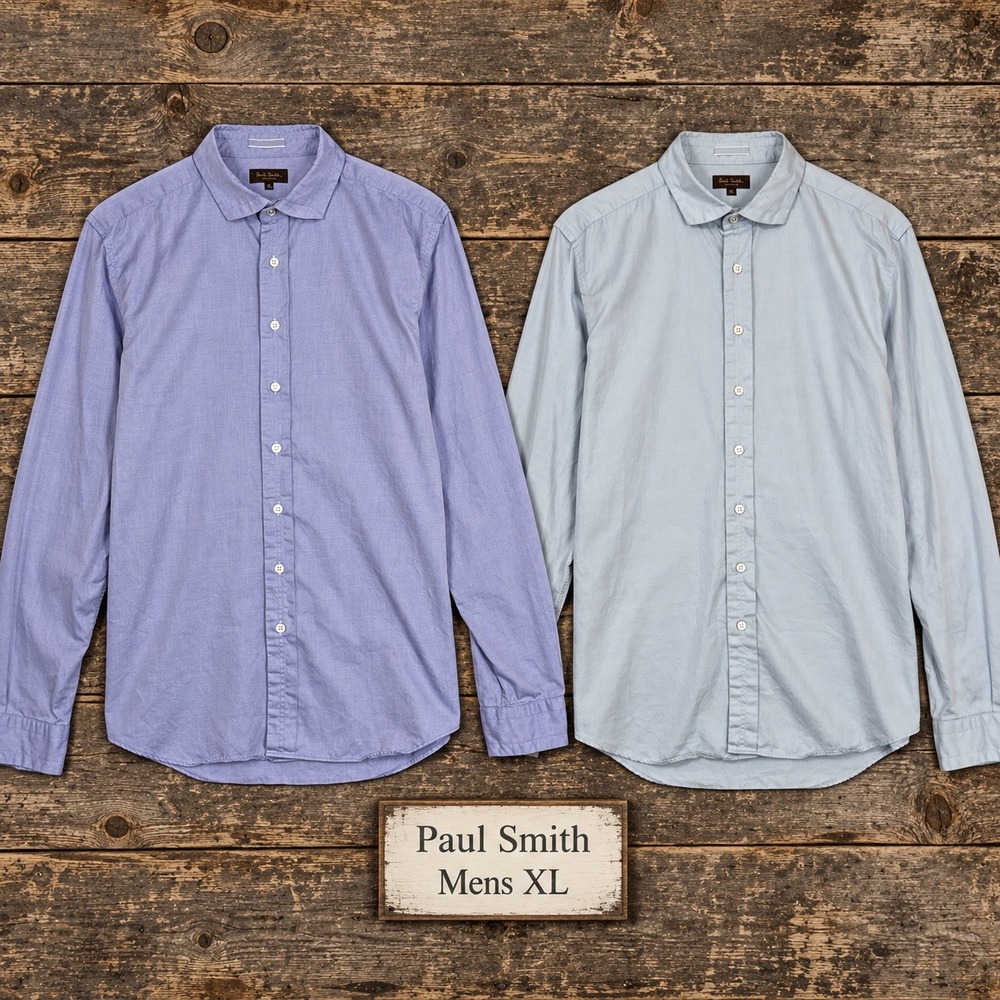 Paul Smith Collection Mens XL Button Up Shirt Lot of 2 Gray Purple Long Sleeve